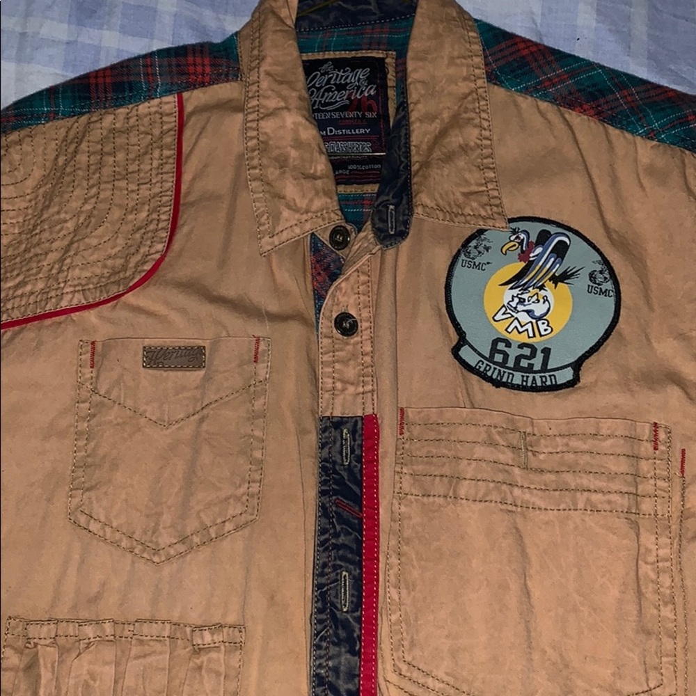 Tan Casual button down shirt